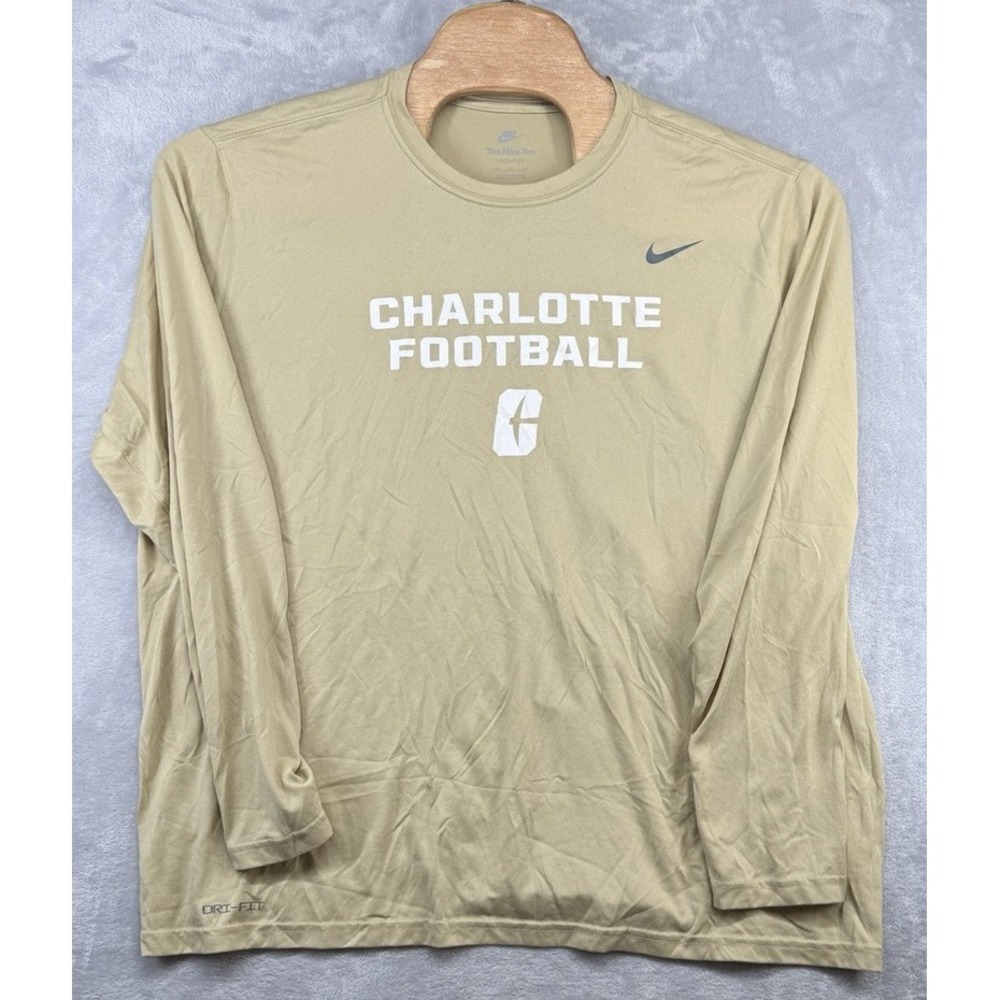 Nike Charlotte 49ers Long Sleeve T-Shirt Gold Team Issued Men's Size 2XL